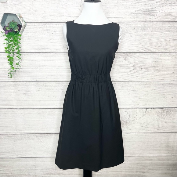 Theory Solid Black Sleeveless Cinched Waist Fit & Flare Dress Size 2 XS - Picture 8 of 11
